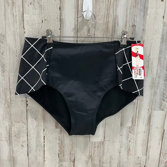 New! Spanx Flirty Skirted Bottom Black Geo Print Flattering Womens Size 12 - Picture 1 of 5